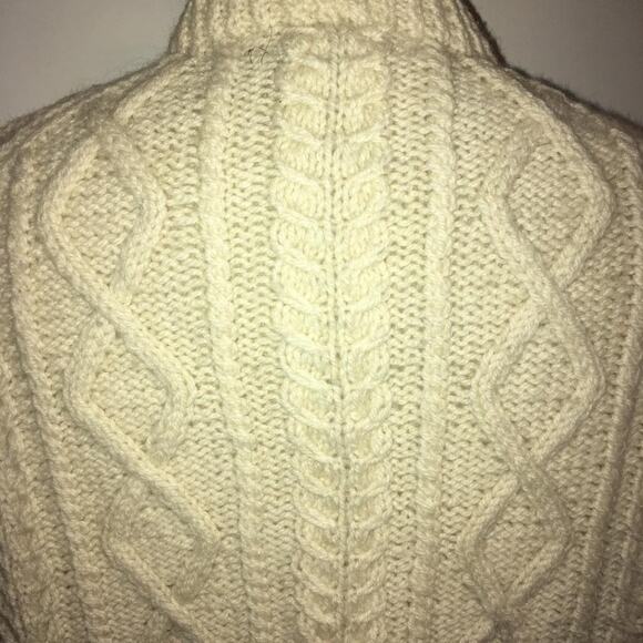 Vtg Blarney Woollen Aran Knit Cream Cardigan Ireland Irish Fisherman Sweater L - Picture 7 of 10